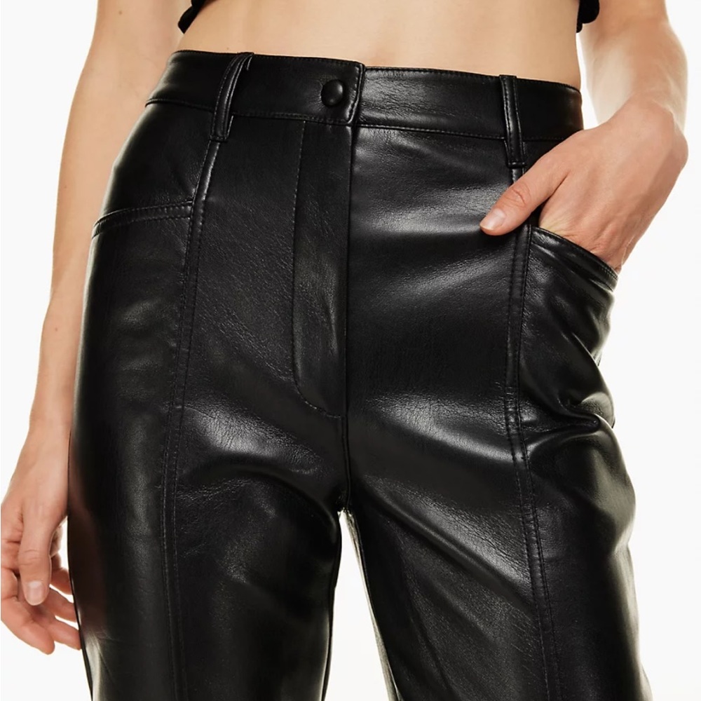 Aritzia Wilfred - Black Rebel Pant, high-waisted vegan leather pants - size 4